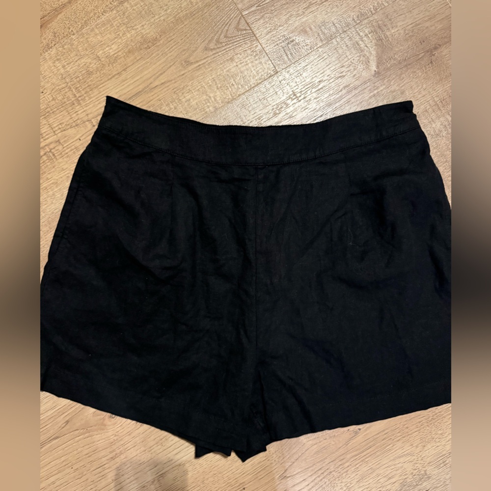 Madewell Linen Blend Pull-On Shorts Black High Rise Size Medium - Picture 4 of 5
